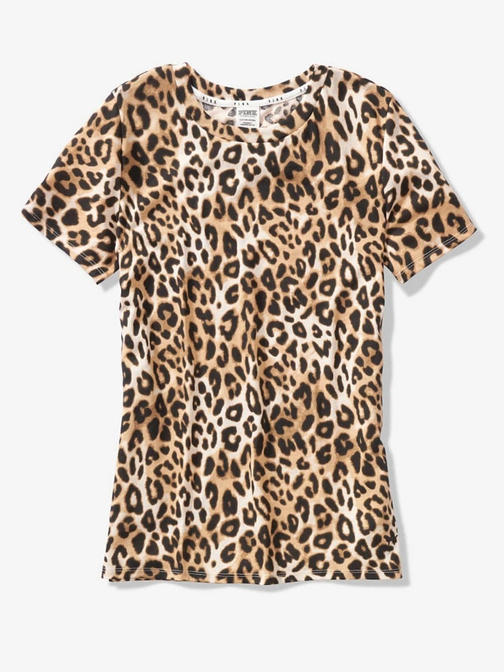 Victorias Secret PINK Animal Print Perfect Crewneck T-Shirt Leopard Cheetah S